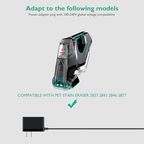 Charger Compatible with Bissell Pet Stain Eraser 2837 2842 2846 2877 Replacement AC Adapter 1624554 Cordless Vacuum Cleaner Power Supply Cord...