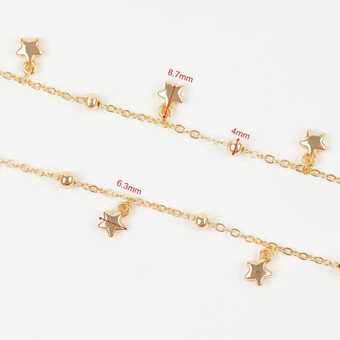 YOUBEIYEE 5 Meters Gold Plated Brass Chains for Jewelry Making Dangling Star Necklace Anklet Chain for Women Jewelry Making Chain Roll...