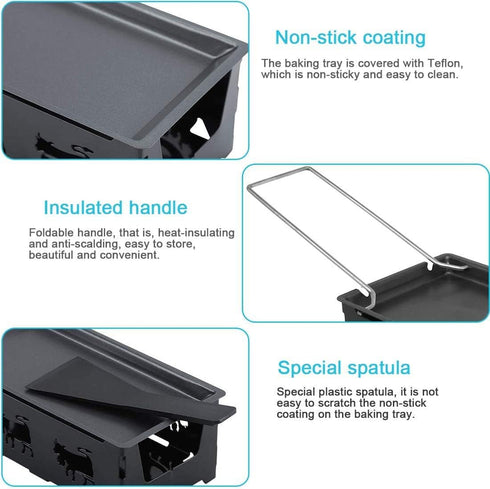 Cheese Raclette Set, Portable Candlelight Raclette Pan Foldable Non-Stick Rotaster Baking Tray Stove Set with Spatula Home Kitchen Grilling Tool...