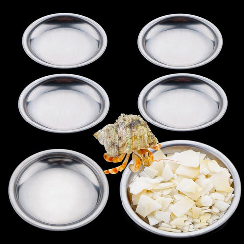 6 Pcs Hermit Crab Food and Water Bowl, Tiny Stainless Steel Feeding Dish for Hermit Crab Cricket Snail Insect...