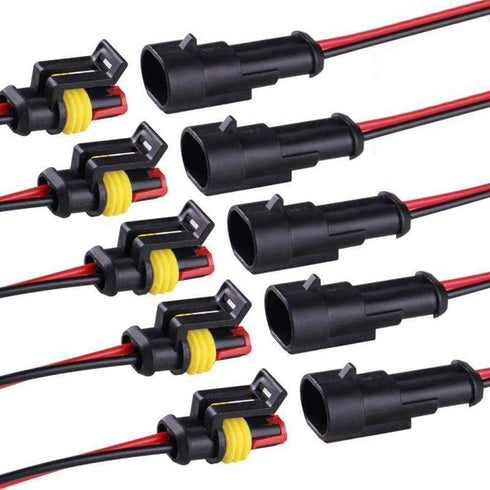 2 Pin Connector Waterproof Connector,Male and Female Way 16 AWG Wire Suitable for car Truck, Boat and Other Wire Connection (5 kit)...