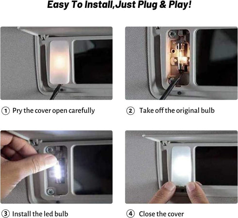 ZHOL SUPER BRIGHT White Vanity LED Light Bulbs Mirror Fuse Sun Visor 3-SMD 5050 Chips, 6641F (A Pair)...