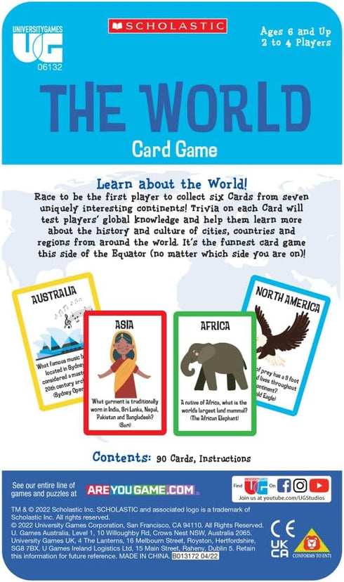 University Games Scholastic The World Travel Card Game, Perfect for Summer Learning for Kids, Learn About The World, for 2 or More Players Ages 6 ...