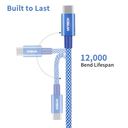 USB C to USB C Cable 2 Pack,60W 3A Fast Charging USB C Charger Cable (180°, Blue&Brown, 2pack-3.3+6.6ft)...