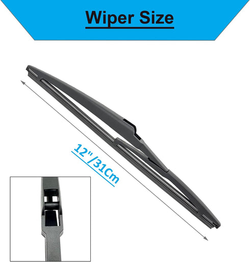Rear Wiper Blade-12 inch Rear Windshield Wiper Blades for Toyota Highlander 2001-2019 / Toyota Land Cruiser 2008-2021 / Dodge Journey 2009-2022 / ...