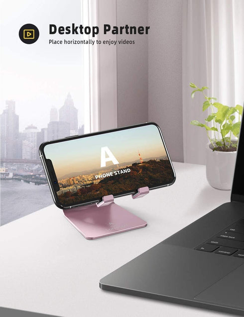 Lamicall Pink Phone Stand, Desk Accessories - Rose Gold Pink Cell Phone Holder, Office Decor, Office Desktop Accessories, Suitable for iPhone 16 1...