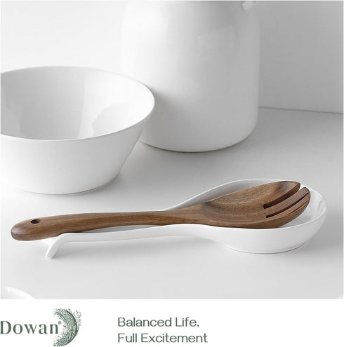 DOWAN 9.5" Ceramic Spoon Rest, White Spoon Rest for Stove Top, Spoon Holder for Stove Top, Kitchen Spoon Holder for Countertop, Set of 1...