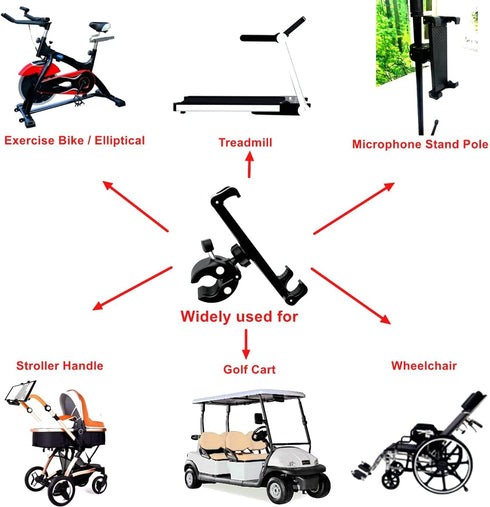 Tablet Mount Holder for Music Microphone Mic Stand,Exercise Spin Bike,Treadmill,Stationary Bicycle,Elliptical,Stroller,Golf Cart,Boat,Wheelchair, ...