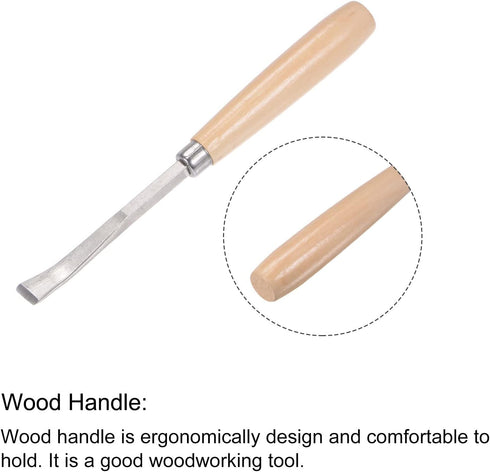 uxcell Wood Chisels Carving Knife, 10mm Chrome Plated 45# Carbon Steel Curved Straight Tip Woodworking Hand Tool Graver 165mm (6.5-Inch) Length, 2...