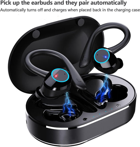 Earbuds, Q23 PRO Bluetooth 5.1 Sport Waterproof Earphones with Charging Case, Stereo Noise Cancelling Earhooks Headset Bulit in Mic, for Sports Tr...