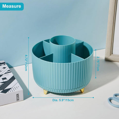360 Degree Rotation Pen Holder, 5 Slots Office Desk Pen Organizer Multi-Functional Pencil Cup Makeup Brush Holder Office Business Card Pen Pencil ...