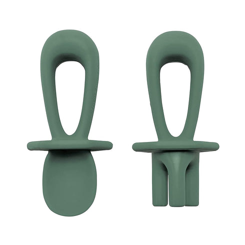 Tiny Twinkle Silicone Training Utensils - Baby Spoons and Baby Forks For Self-Feeding Training - Silicone Baby Led Weaning Utensils For Toddlers A...
