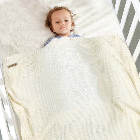 Baby Blanket Boy Girl Cotton Knitted Soft Swaddling Receiving Baby Blankets for Newborn Toddler Crib Stroller White 30 x 40 Inch...