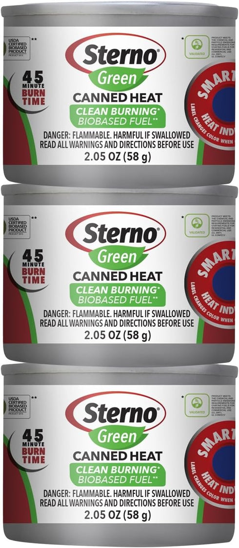 Sterno Green Canned Heat Ethanol Fuel Can - Ethanol Gel Cans with 45-Minute Burn Time, Chafing Dish Fuel Cans & Gel Fuel Cans for Fire Bowl - Fuel...