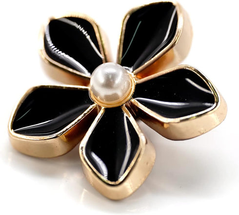 20 pcs Black Enamel Plumeria Metal Sewing Shank Buttons for Coats -23mm -7/8"...