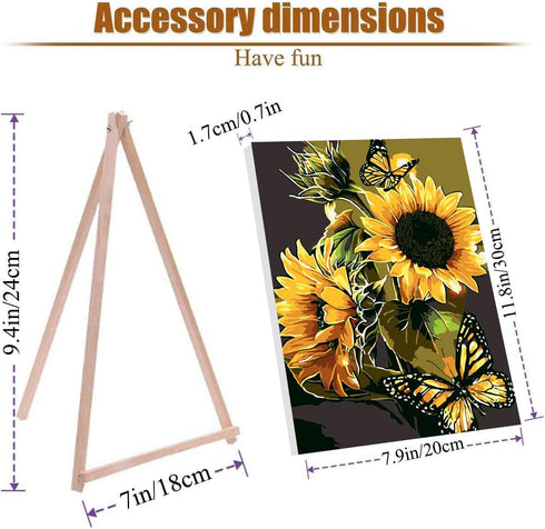 VIGEGU Paint by Numbers Kit for Adults Beginner with Framed Canvas - with Wooden Easel, Sunflower Butterfly DIY Oil Painting, with Acrylic Paints ...