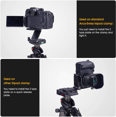 Universal Flex Tilt Head Z Mount Bracket Arca-Swiss Tripod Head Quick Release Plate Mounting for Monopod Slider Rail Cage Rig Stabilizer Gimbal Co...