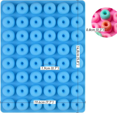 Newk Mini Donut Silicone Candy Mold, 4 Packs 48-Cavities Gummy Ring Molds with 2 Droppers, Nonstick Food Grade Mold for Candies, Chocolate, Ring G...