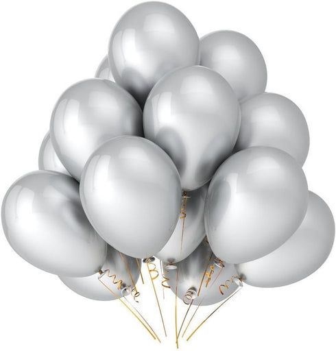 PMLAND 100 Pieces Silver Latex Balloons 12 Inches for Party Birthday Wedding Engagement Anniversary Holiday Festival Event Family Party Decoration...
