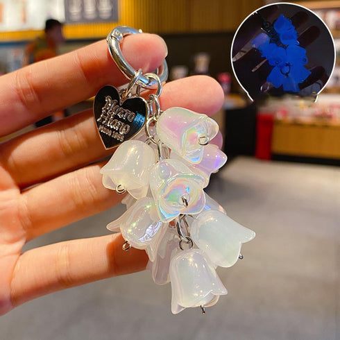 Backpack Keychains Charms For Girls, Car Key Chain Lily of the valley Simulated Resin Glow in the Dark Key ring Keychains (white)...
