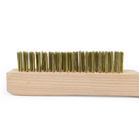 MAXMAN Brass Brush, Heavy Duty Brass Wire Brush Set 2Pcs, Metal Brush, Wire Brushes for Cleaning Rust with 10"Curved Beechwood Handle...
