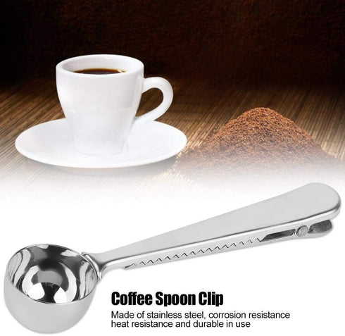 2 in 1 Coffee Tea Spoon Stainless Steel Measuring Spoon with Bag Sealing Clip Multifunction Coffee Scoop for Kitchen Cafe...