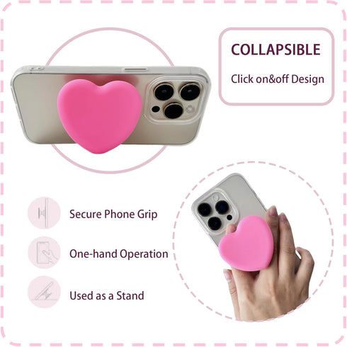 Cute Heart Shape Silicone Cover Expandable and Collapsible Mobile Phone Grip Stand Holder for Phone Tablet Cell Phone Accessory (Blue)...