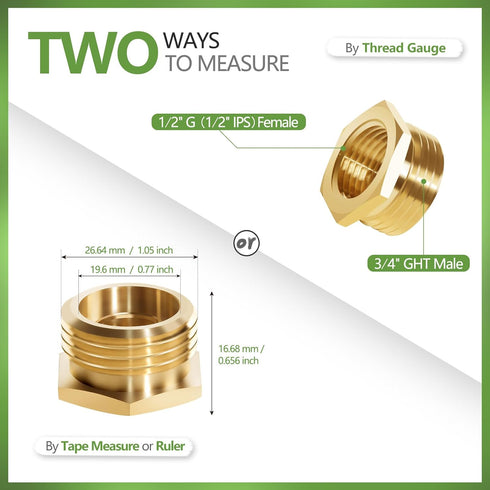 Litorange 1Pcs Lead-Free Brass Garden Hose to Shower Hose Adapter, G1/2" Female to GHT 3/4" Male Adapter, Handshower Adapter...