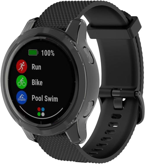 Black-3Pack Covers Compatible with Garmin vívoactive 4 Watch Case Accessories Transparent TPU Protective Bumper Scratch-Resistant for 45 mm Vívoac...