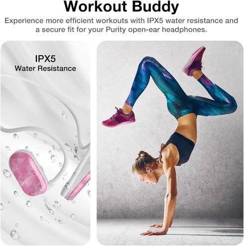 Purity Air Open Ear Headphones - True Air Conduction Wireless Bluetooth Open Ear Earbuds with Dual Mic for iPhone/Android - Secured Long Wearing C...
