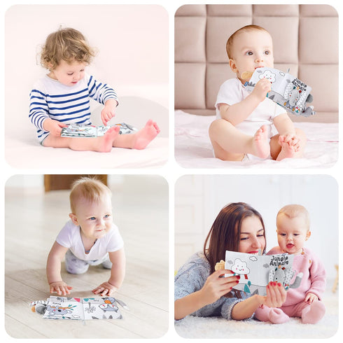 Vicloon Cloth Books, 3D Touch Feel High Contrast Cloth Book, Baby Books Toys for Baby 0-12 Months, Soft Baby Books Touch and Feel Crinkle for Infa...