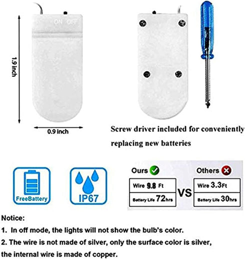 ANGMLN YITING 24 Pack 30 Led Fairy Lights Battery Operated 10.2ft (3M) Silver Copper Wire LED Mini String Lights Waterproof Cool White Firefly Lig...