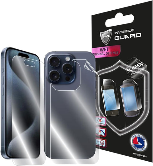 IPG Compatible with iPhone 15 PRO FULL BODY Hydrogel Protector Invisible Touch Screen Sensitive Ultra HD Clear Film Anti Scratch Skin Guard - Smoo...