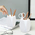 2 Pack Ceramic Pencil Holder,White Geometric Pen Cup Makeup Brush Holder for Girls Women,Desk Accessories Holder,Durable Desktop Organizer Pen Hol...