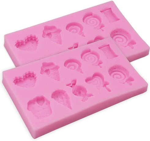 2Pcs Ice Cream, Candy, Lollipop Shape Silicone Molds ForPudding,Pan Muffin,Impression Mats Baroque Fondant,Chocolate,Ice Cube,Cookie Pastry Pies,C...