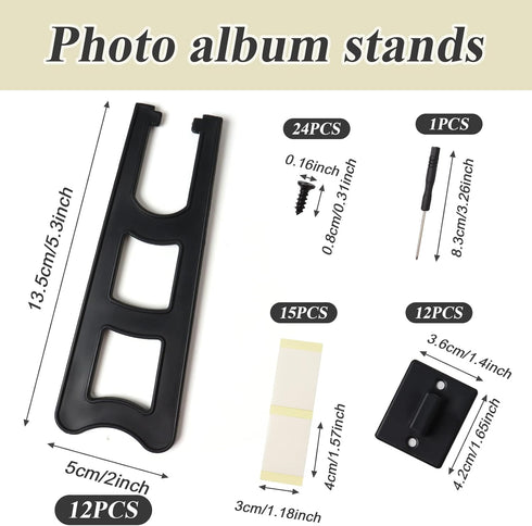 12 Pieces Black Easel Back Plastic Photo Frame Easel Back Stand Picture Frame Easel Back with 24 Pieces Screws & 15 Pieces Stickers and Screwdrive...