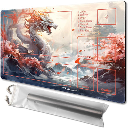 MTG Playmat Size 24x14in Free Storage Bags Non-Slip Backing Printing, Ideal for Card Game Enthusiasts TCG Playmat Mouse Pad (Guardian,with Zone)...