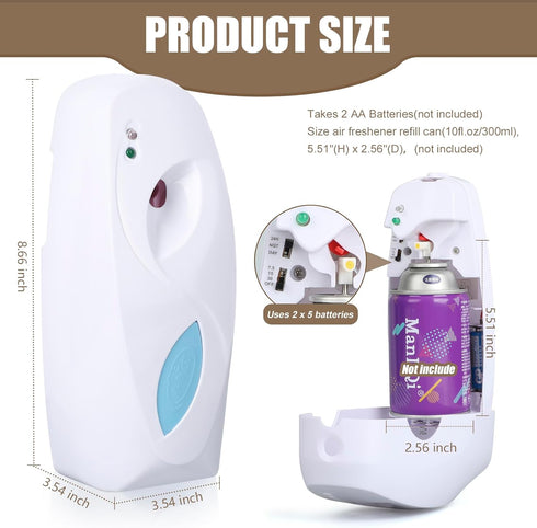 Automatic Air Freshener Spray Dispenser Wall Mounted/Free Standing Auto Sensor Spray Dispenser for Bathroom Washroom Hotel Office White...