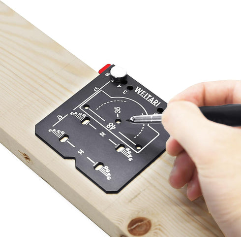 Cabinet Handle Template Tool, Hinge Hole Finder Hinge Mounting Guide 4 Gears Adjustable High Strength Aluminum Alloy Hinge Drilling Jig Hole Guide...