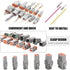 Glarks 30Pcs 2 Pin Way Sealed Gray Male and Female Auto Waterproof Electrical Wire Connector Plug 22-16AWG Connector for Motorcycle, Scooter, Car,...
