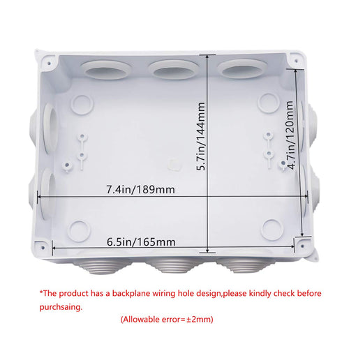 Zulkit Junction Box ABS Plastic Dustproof Waterproof IP65 Universal Electrical Boxes Project Enclosure White 7.9 x 6.1 x 3.1 inch (200 x155 x 80mm...