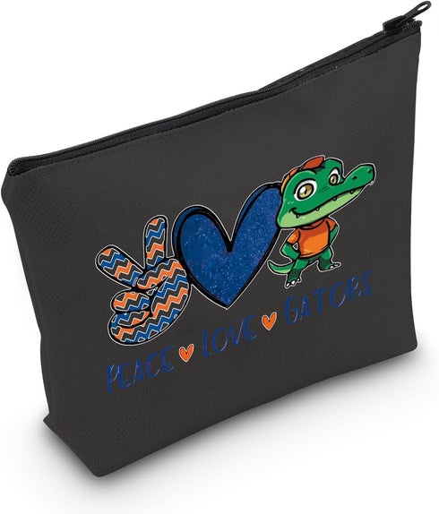 Gators Lover Gift Peace Love Gators Makeup Bag Florida Football Fan Gift Gators Girl Gift College Sport Merch (Gators Black)...
