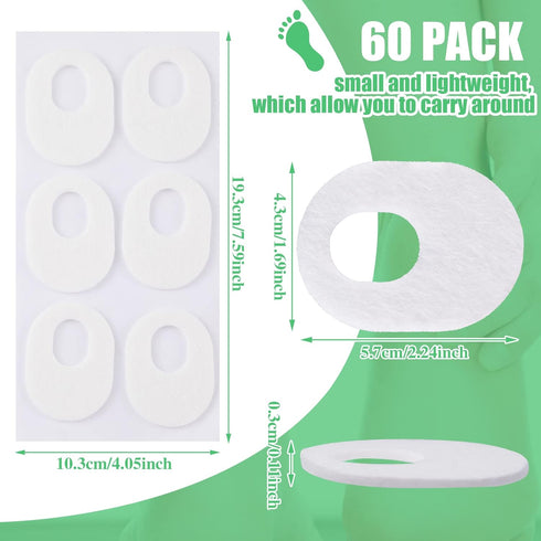 WILLBOND 60 Pcs Callus Pads Soft Felt Callus Oval Shape Corn Pads for Bottom of Foot Adhesive Foot Corn Pads for Men and Women Feet Toes Heel Pain...