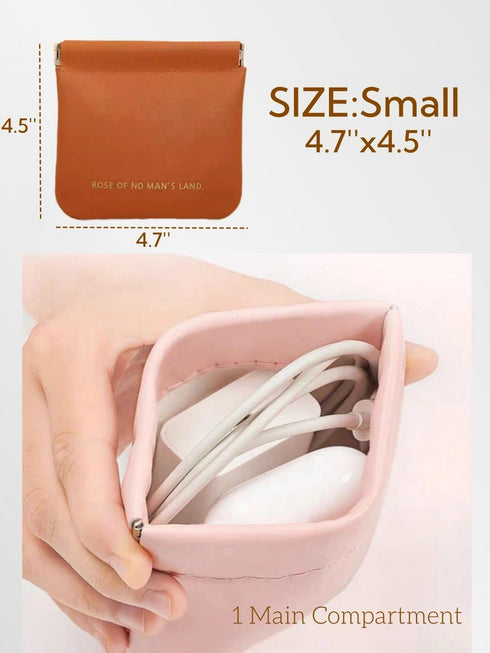 Cosmetic Bags for Women Small Makeup Bag for Purse Pu Leather Makeup Pouch Travel Makeup Bag with Zipper Make Up Bag for Travelling (Brown)...