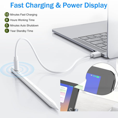 Stylus Pen for iPad - 13 Min Fast Charging Apple iPad Pencil with Bluetooth, Magnetic, Palm Rejection, Tilt Sensitivity for iPad 6-10 Generation, ...