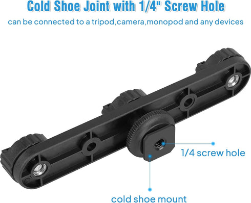 ChromLives Cold Shoe Mount Triple Shoe Mount Extension Bar Hot Shoe Adapter Camera Bracket with 1/4 Screw for Tripod/Microphone/LED Light Compatib...