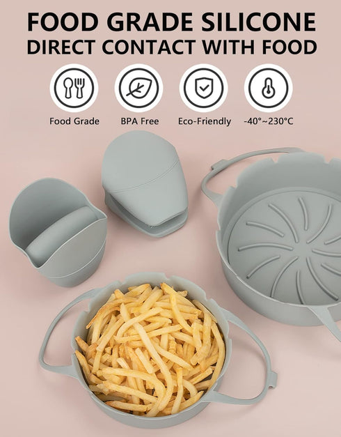 Upgrade Your Air Fryer Game with Our Reusable Silicone Liners & Oven Gloves Set - Food Grade, Non-Stick, & Easy to Clean (6 QT or Larger)...