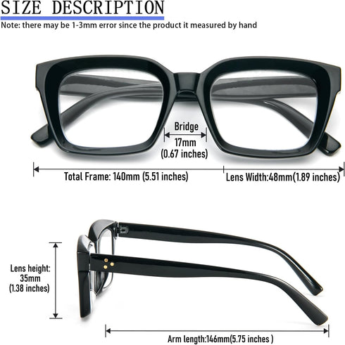 DXYXYO Reading Glasses 2.0 Women Blue Light Blocking Mens Oversized Rectangle Computer Readers 3 Pack Retro Fashion Oprah Style Square...
