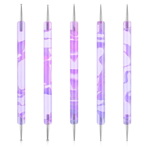 5PCS Dotting Tools Nail Art Tools for Painting Acrylic Nail Art Pen Dot Paint Manicure Kit 2 Ways Dotting Tools Embossing Tools for Paper Stainles...
