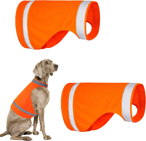 2 Pieces Dog Reflective Vest for Hunting, High Visibility Bright Orange Dog Safety Vest, Soft Adjustable Reflective Dog Jacket for Outdoor Walking...